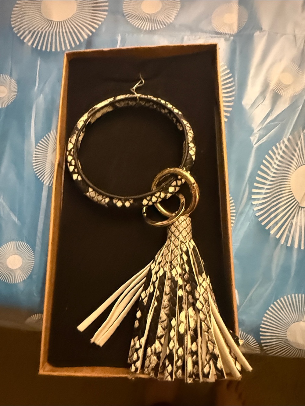 Vita Black and White  Tassel Keyring Bracelet